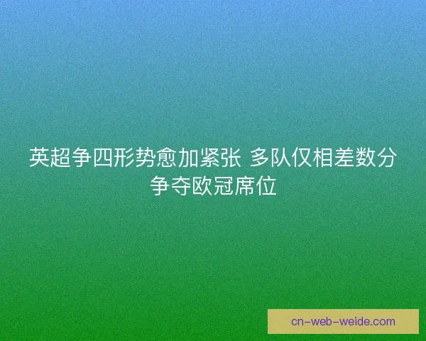 英超争四形势愈加紧张 多队仅相差数分争夺欧冠席位