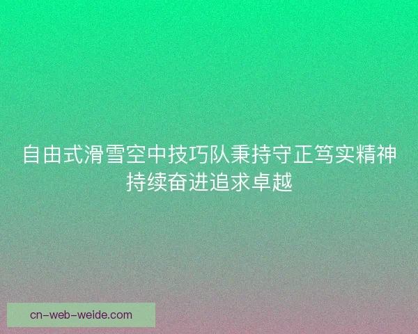 自由式滑雪空中技巧队秉持守正笃实精神持续奋进追求卓越