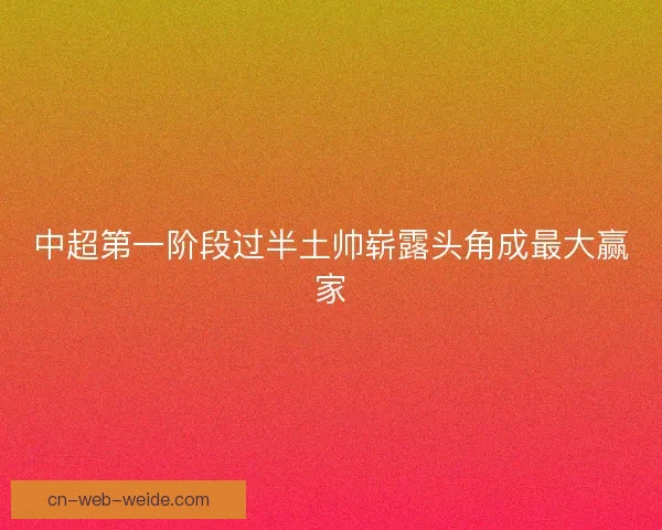 中超第一阶段过半土帅崭露头角成最大赢家